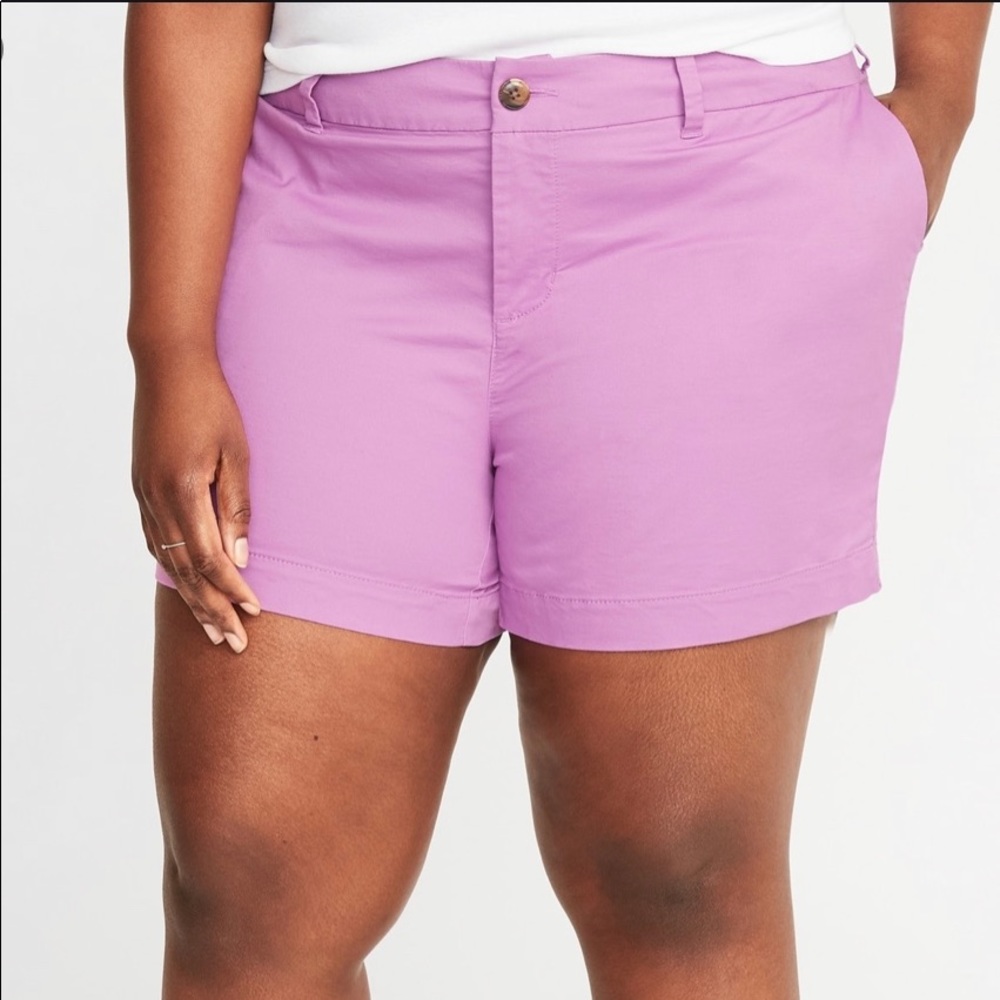 Mid-Rise Plus-Size Twill Shorts - 5 Inch Inseam